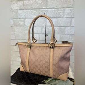 Gucci Lovely GG Canvas/Leather Pink/Beige Tote Bag